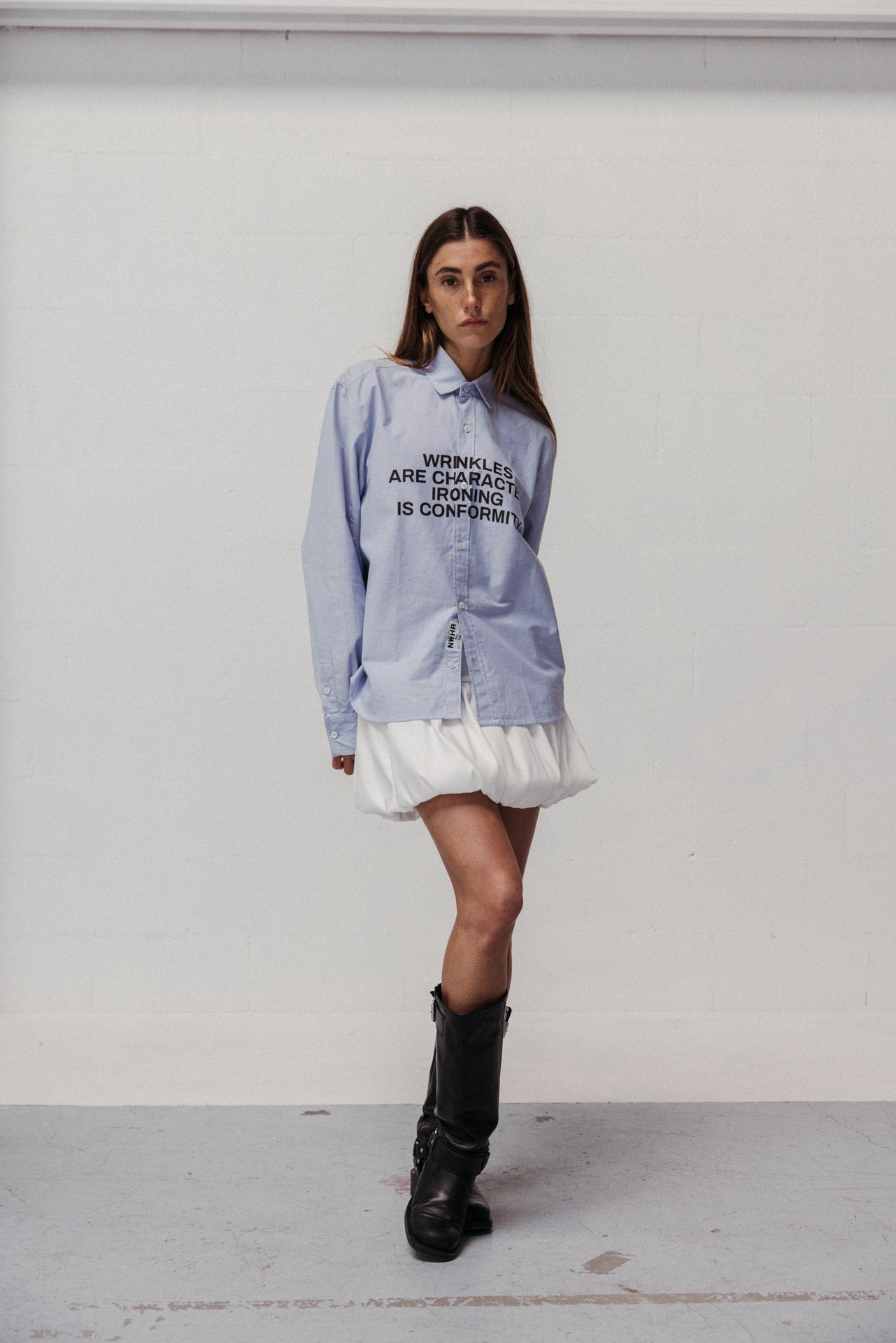Wrinkles Button-Up Shirt Blue