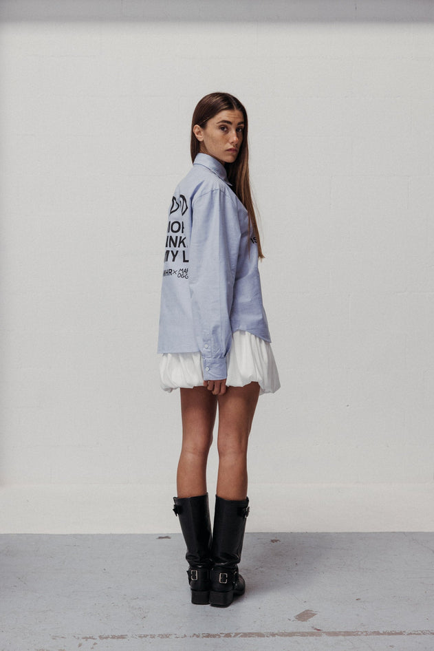 Wrinkles Button-Up Shirt Blue