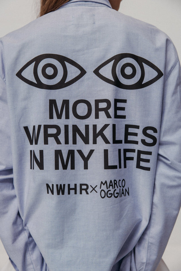 Wrinkles Button-Up Shirt Blue