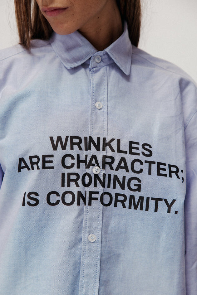 Wrinkles Button-Up Shirt Blue