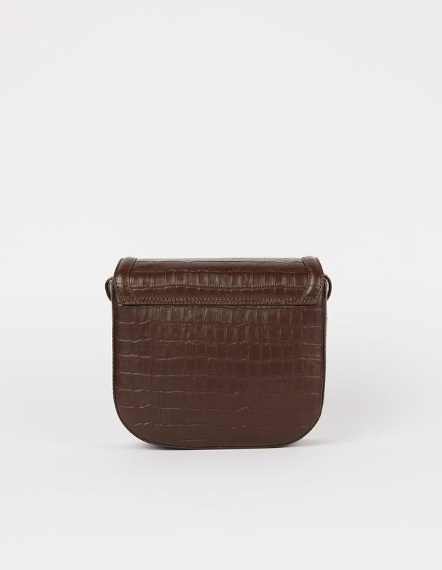 Nina Bag Croco Print Leather Chocolate Brown