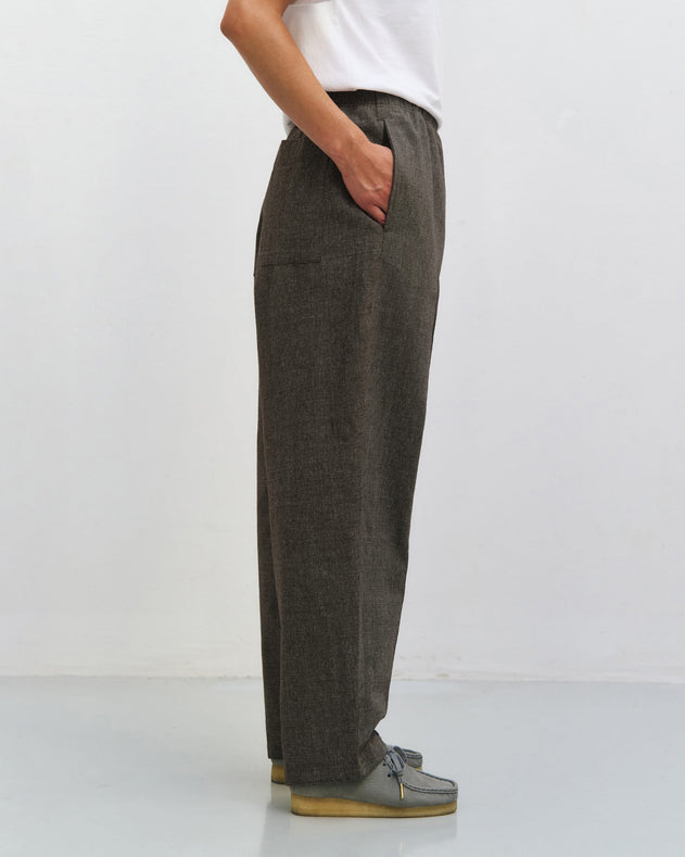 Pleated Wide Pants Canvas Brown