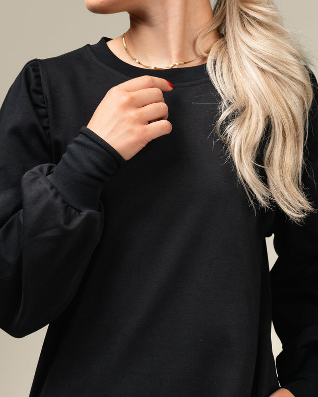 Puff Sleeved Dress Black
