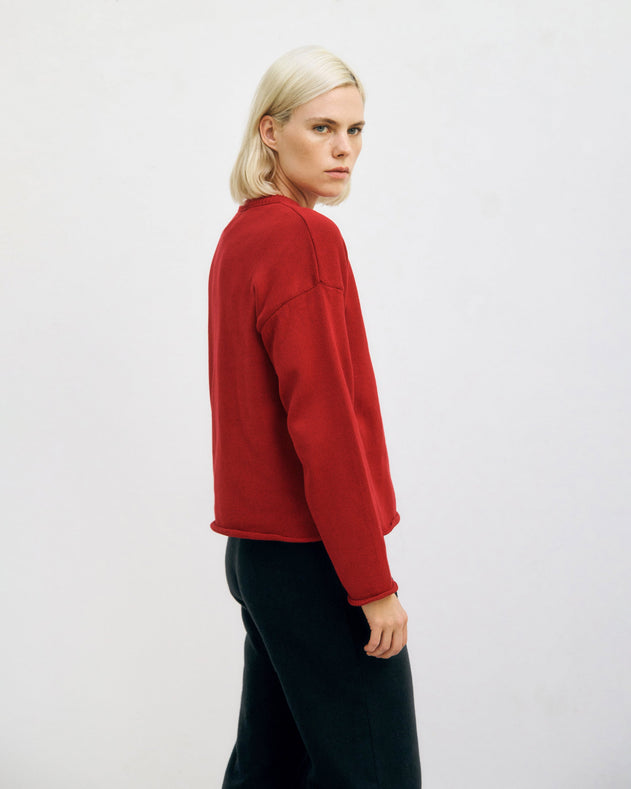 Relaxed Knit Sweatshirt Washed Burgundy