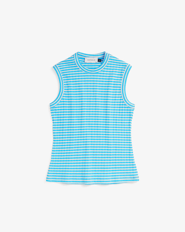 Ribbed Singlet Blue/White Stripe