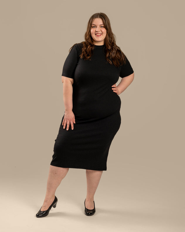 Ribbed T-Shirt Dress Black