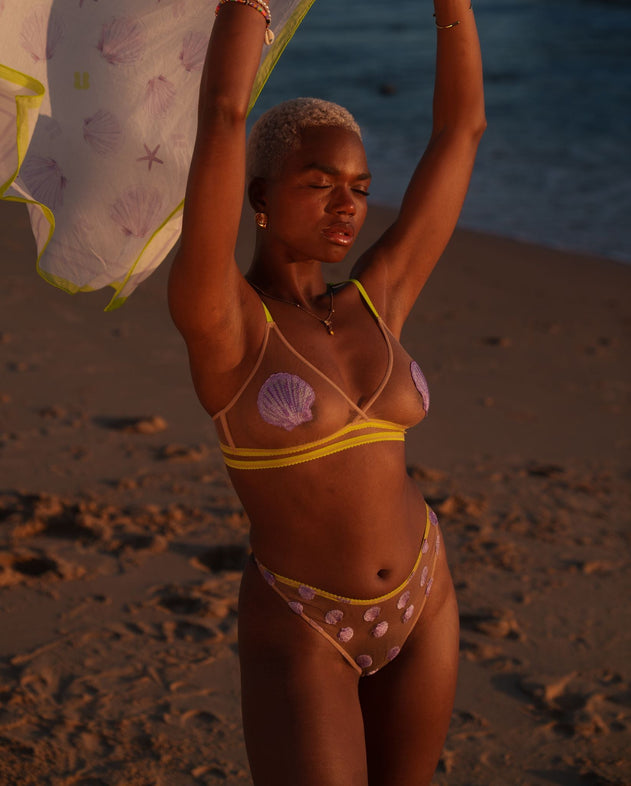 Mesh Bikini Briefs Light Warm Nude/Lilac
