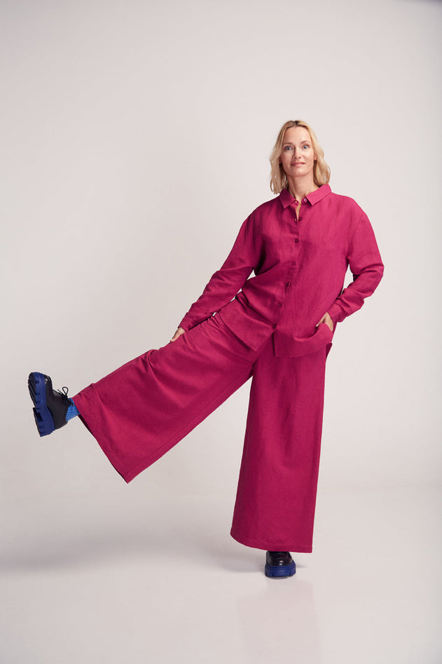 Iya Linen Blend Shirt Magenta
