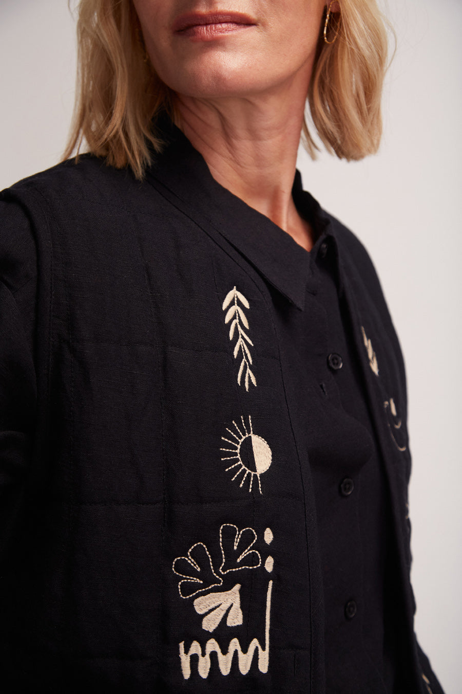 Aneto Padded Vest With Front Embroidery