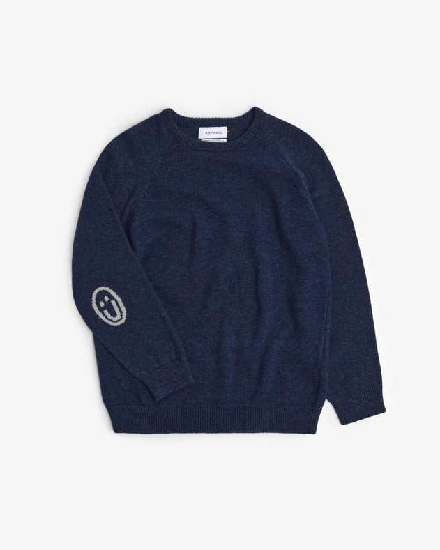 Smiling Knit Sweatshirt Blue Melange