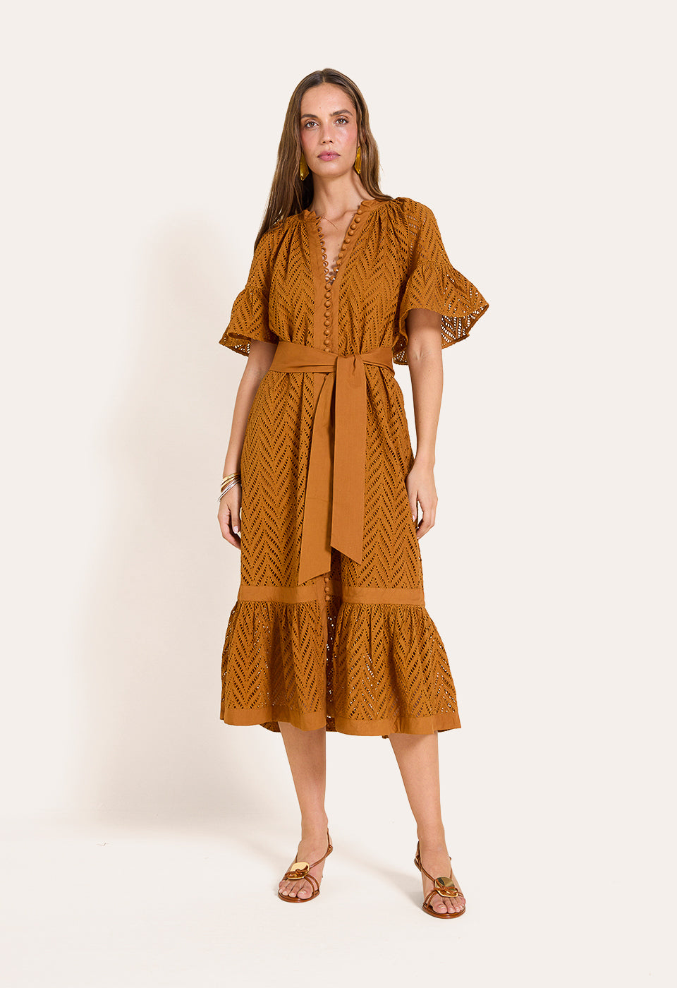 Solstice Midi Dress Rust