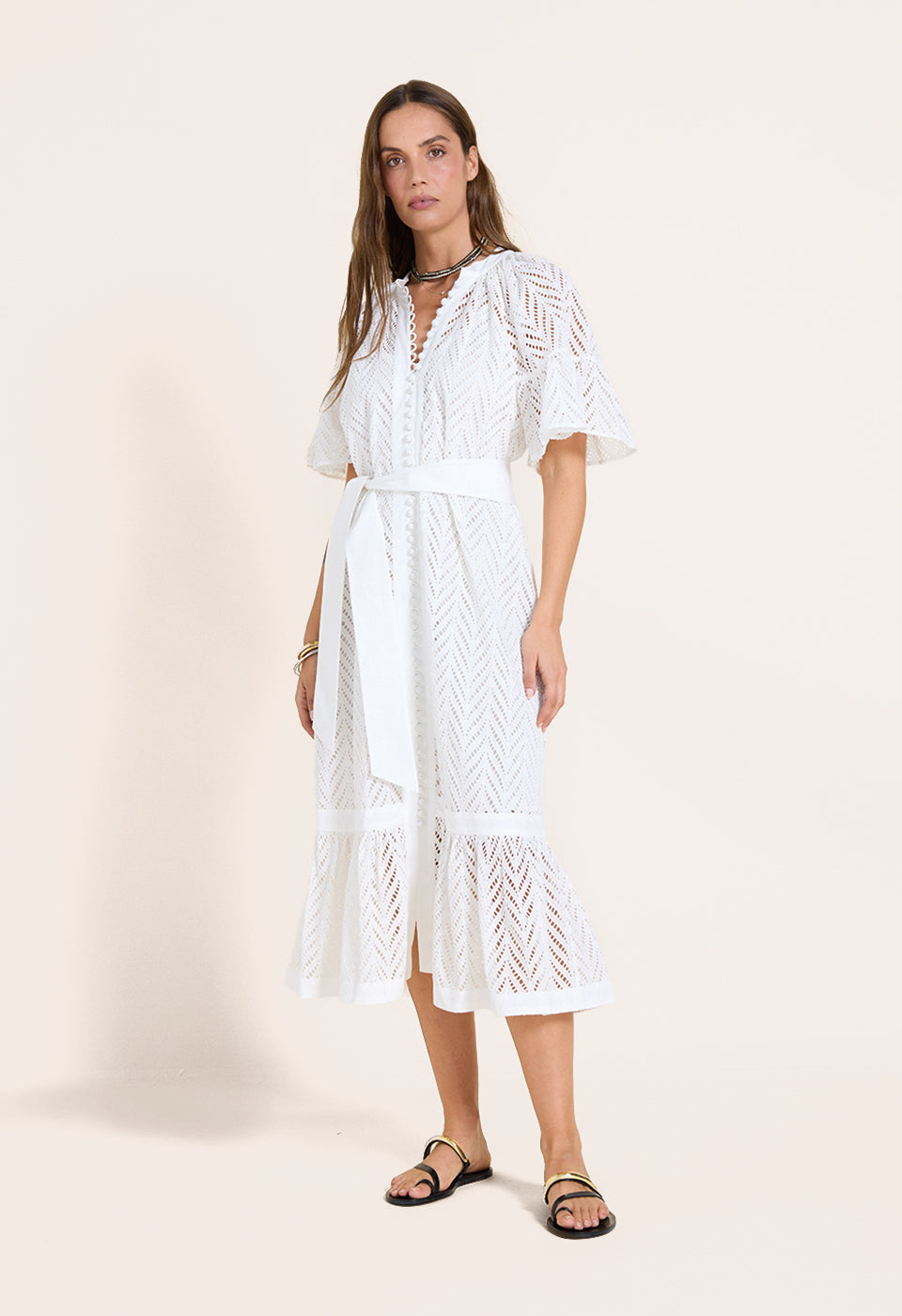 Solstice Midi Dress Crispy White