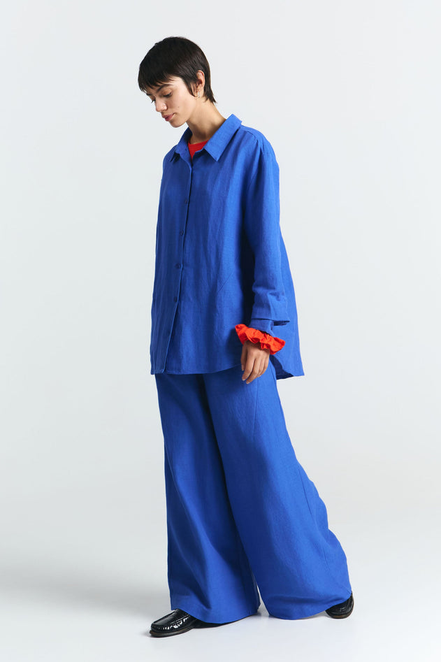 Iya Linen Blend Shirt Klein Blue