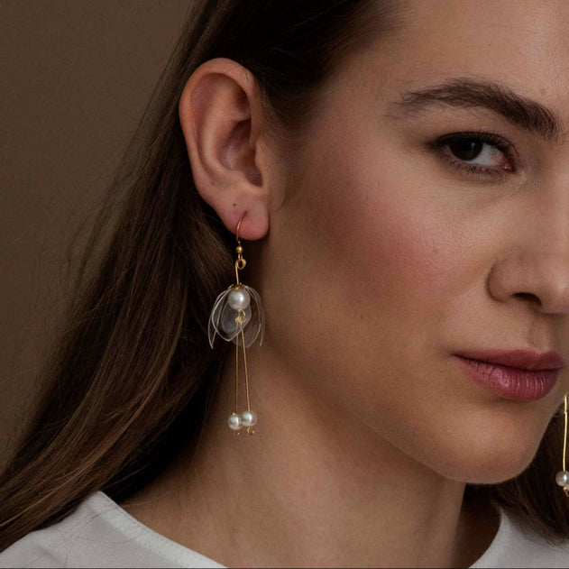 Lily Double-Drop Earrings Clear