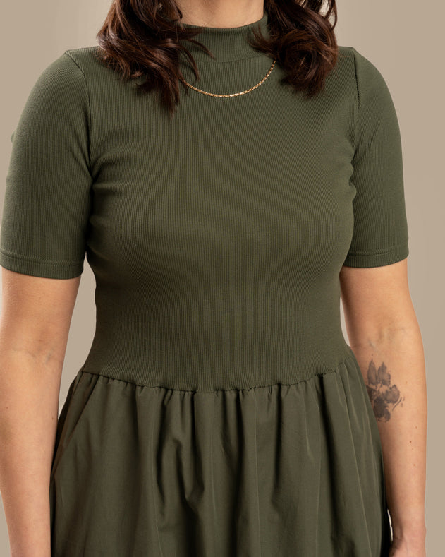 Poplin T-Shirt Dress Khaki