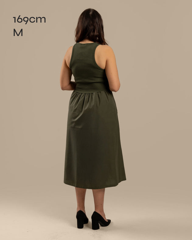 Poplin Top Dress Khaki