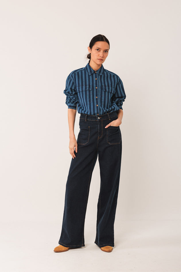 Striped Cotton Shirt Blue