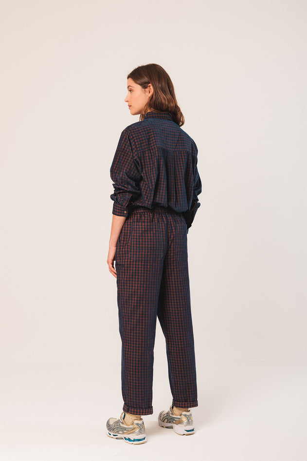 Vichy Elastic Micro-Corduroy Pant Dark Blue