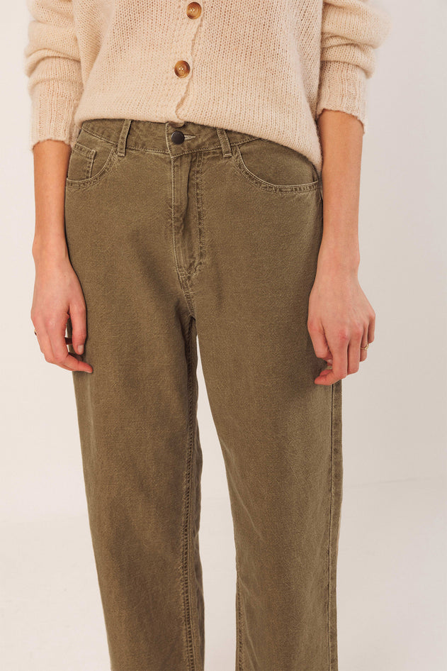 Washed Twill Pants Brown