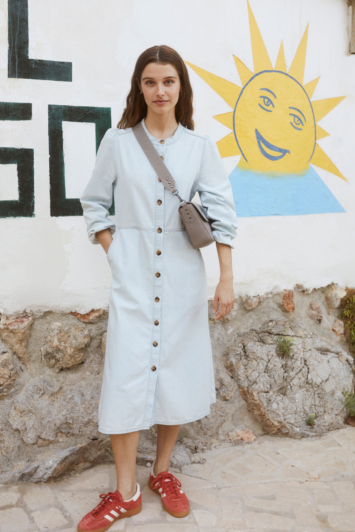 Washed Effect Denim Dress Super Stone