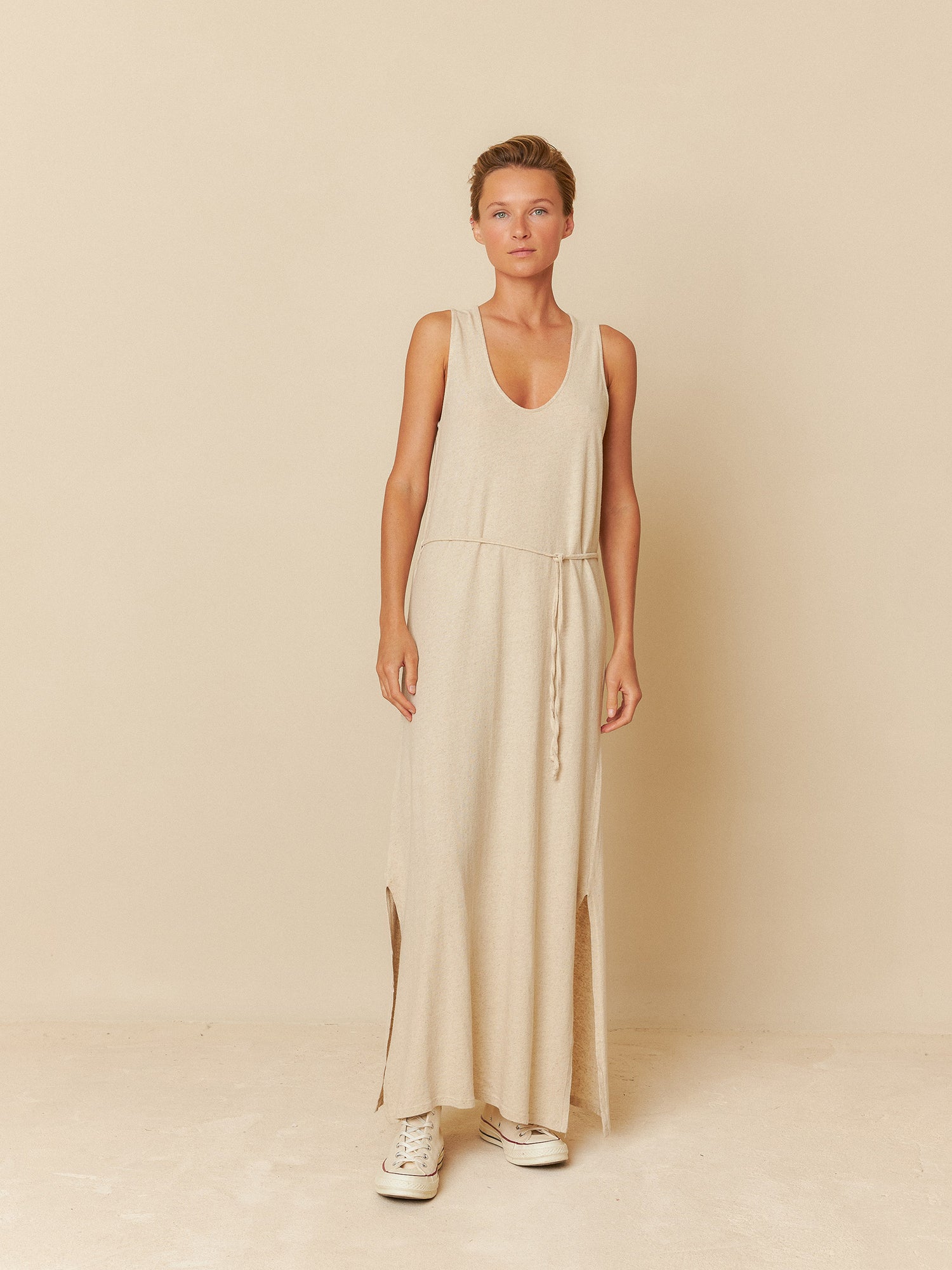 Rustic Melange Dress Light Beige