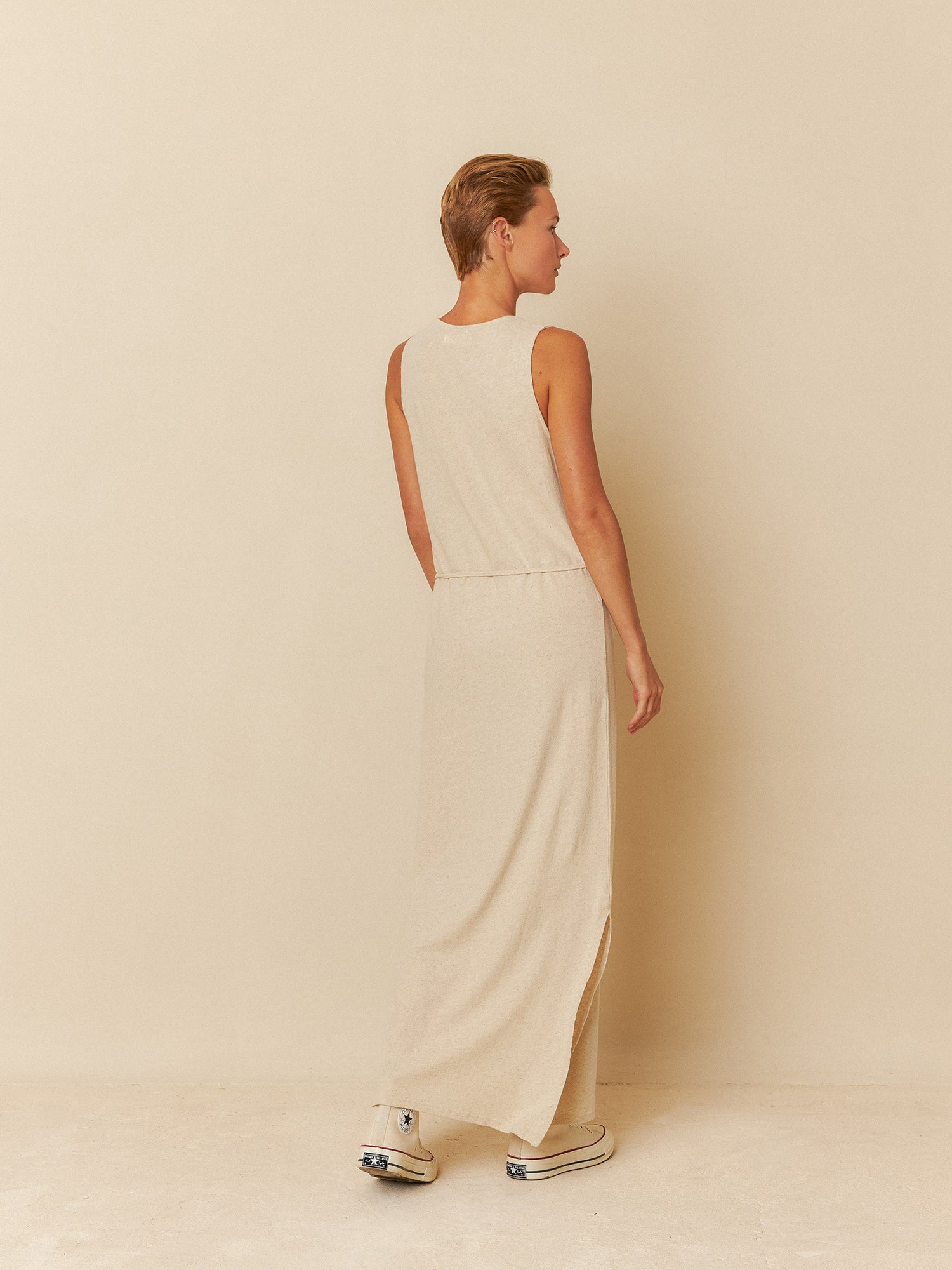 Rustic Melange Dress Light Beige