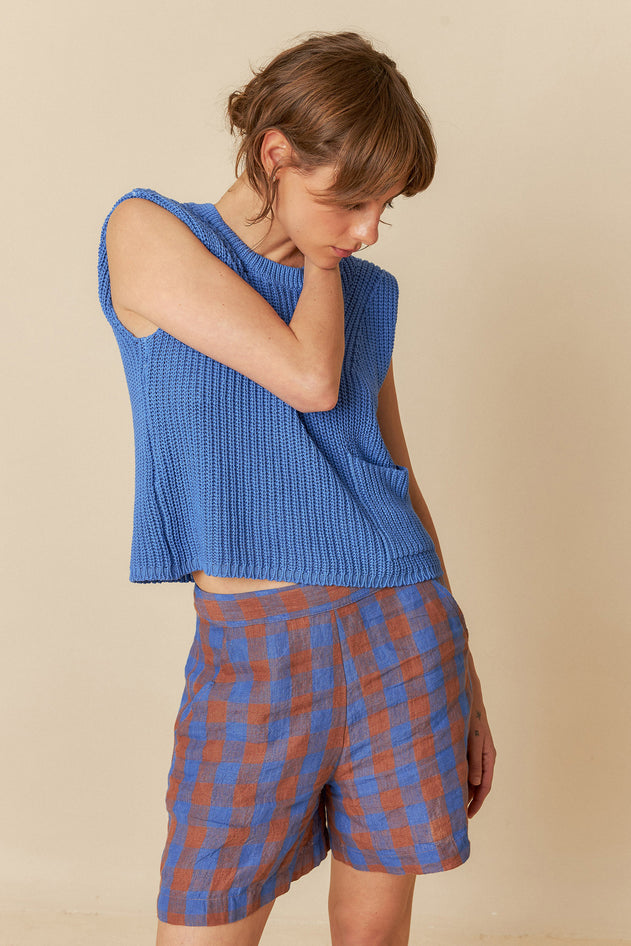 English Rib Knit Vest Klein Blue