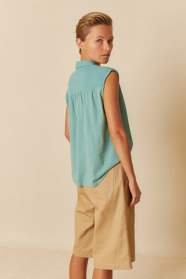 Lore Combined Shirt Jade Blue