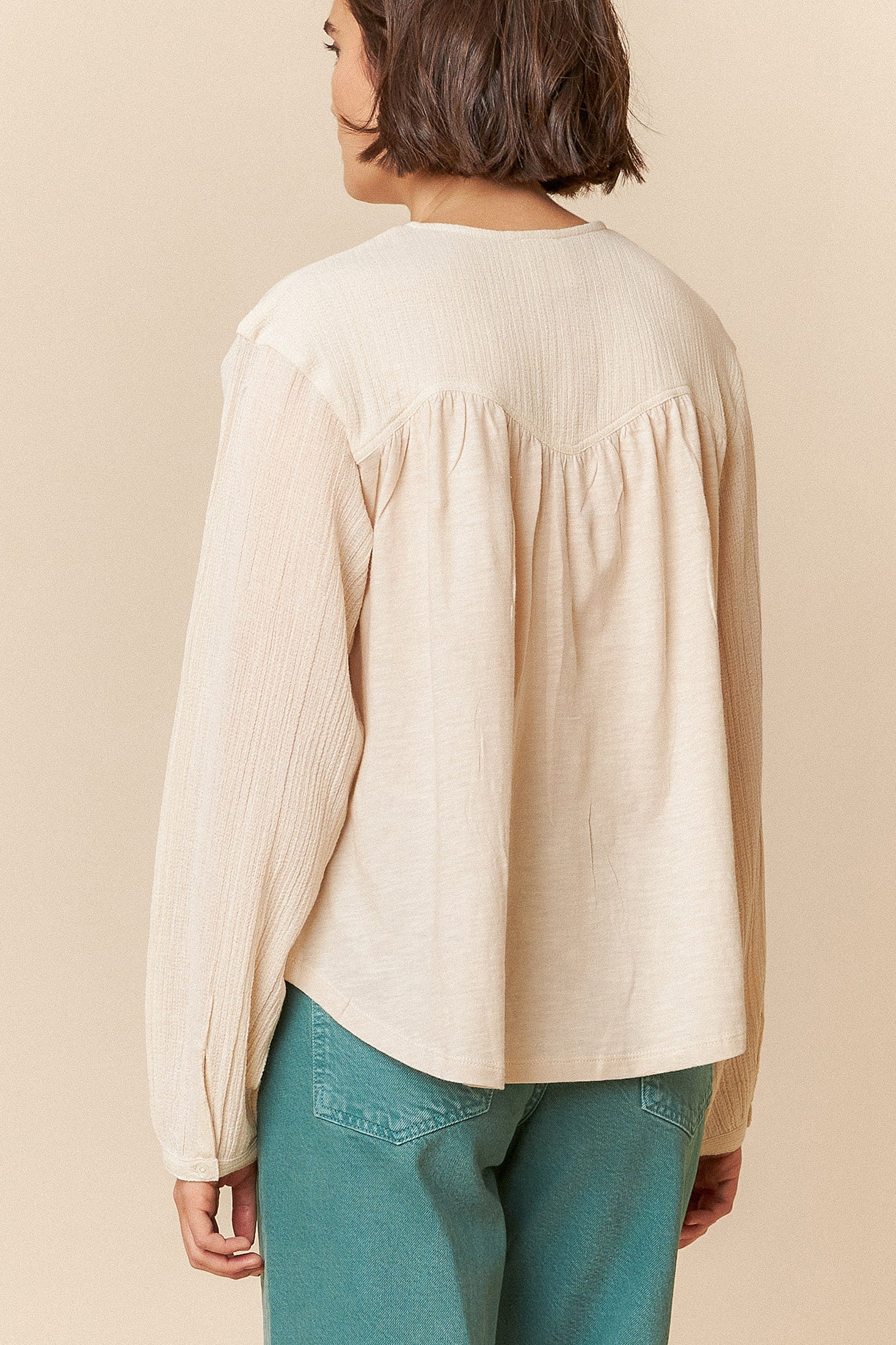 Bombed Sleeve Blouse Stone