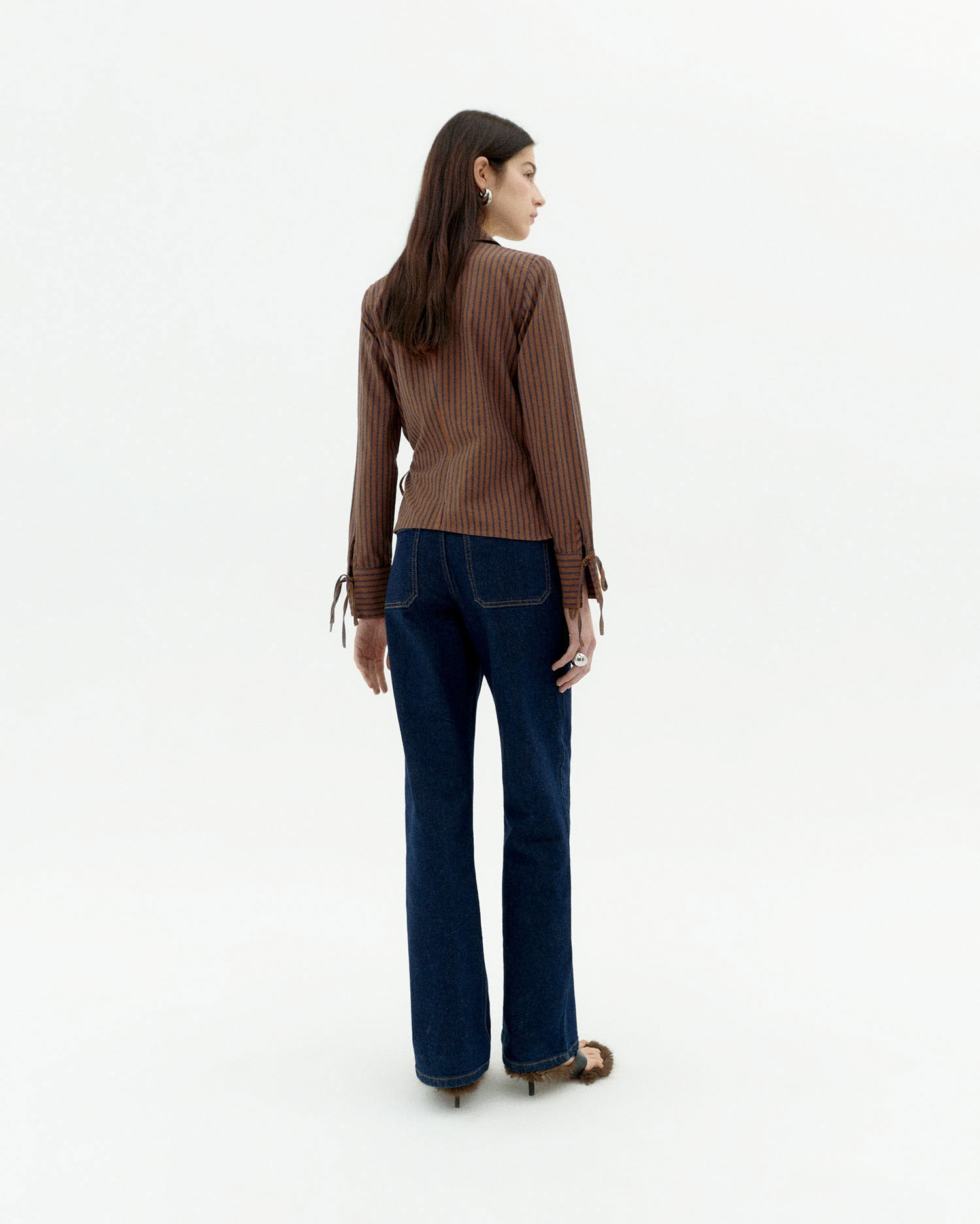 Lenie Crossed Blouse Brown Stripes