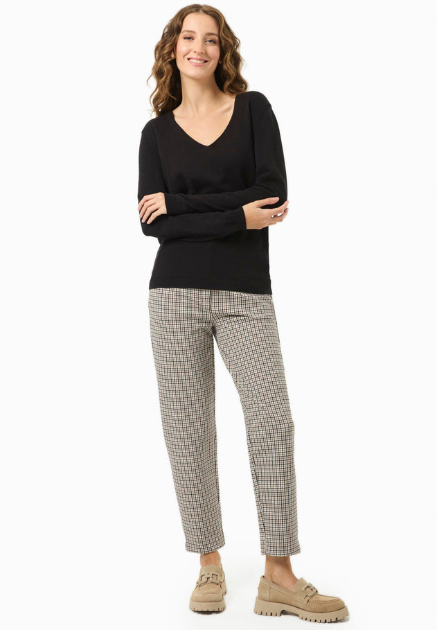 V-Neck Knitted Organic Cotton Sweater Black