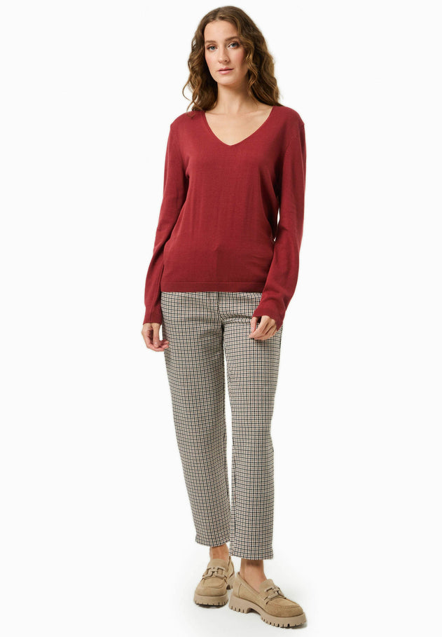 V-Neck Knitted Organic Cotton Sweater Merlot