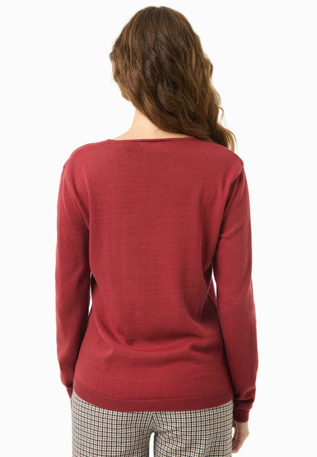 V-Neck Knitted Organic Cotton Sweater Merlot