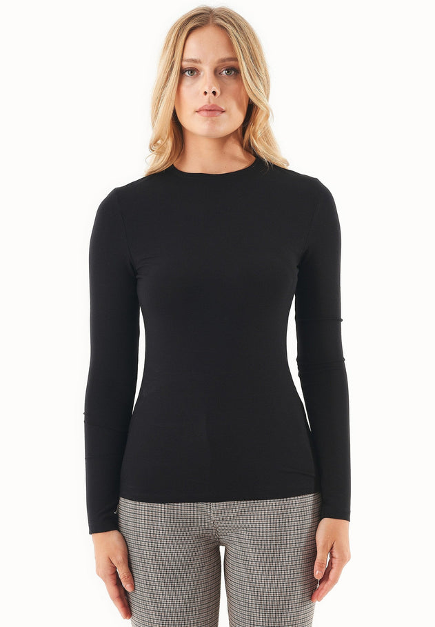 Women's O-Neck Long-Sleeve Top Black
