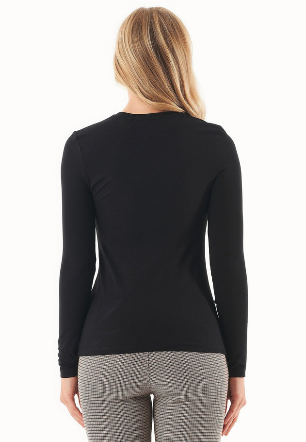 Women's O-Neck Long-Sleeve Top Black