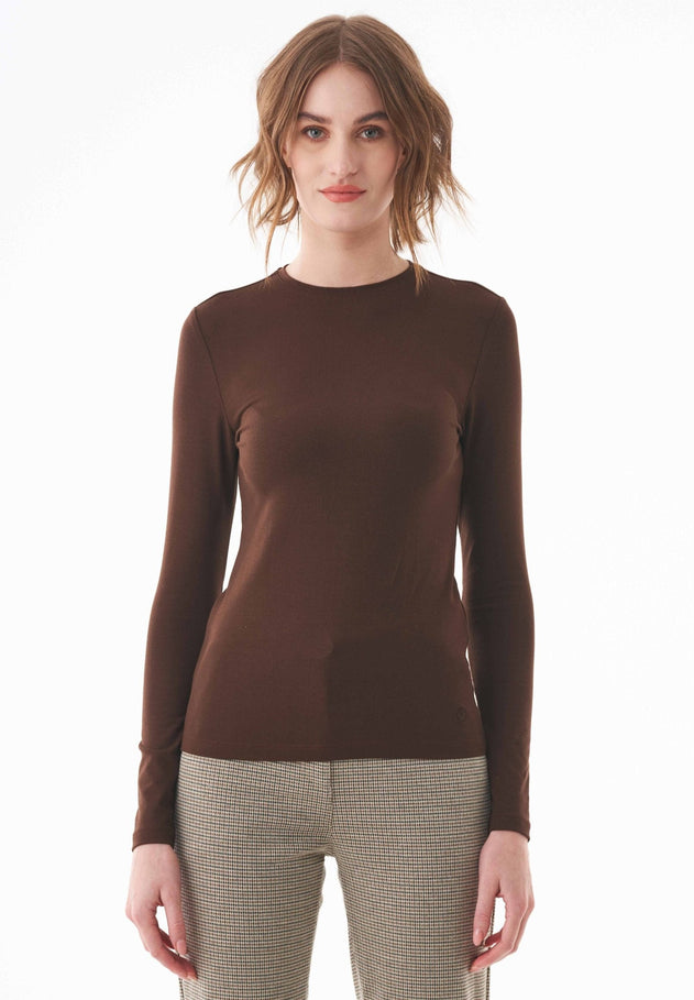 Women's O-Neck Long-Sleeve Top Chestnut Brown