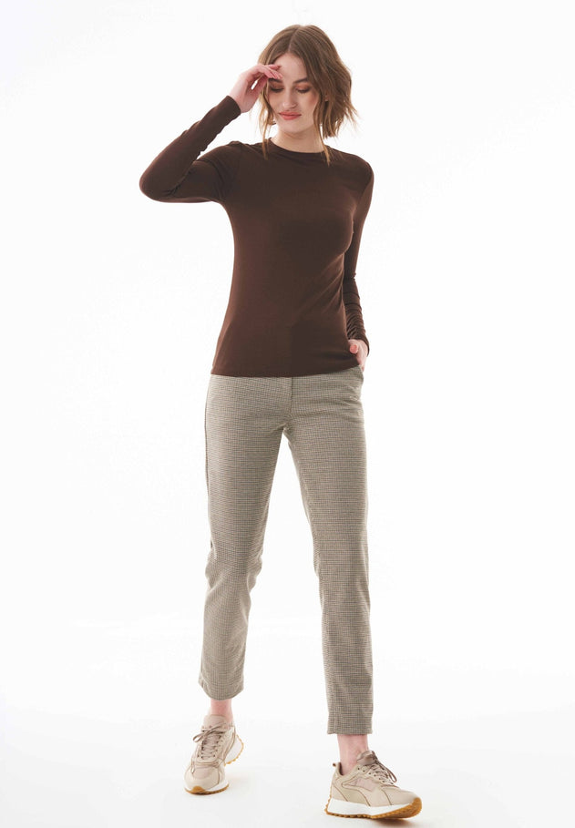 Women's O-Neck Long-Sleeve Top Chestnut Brown