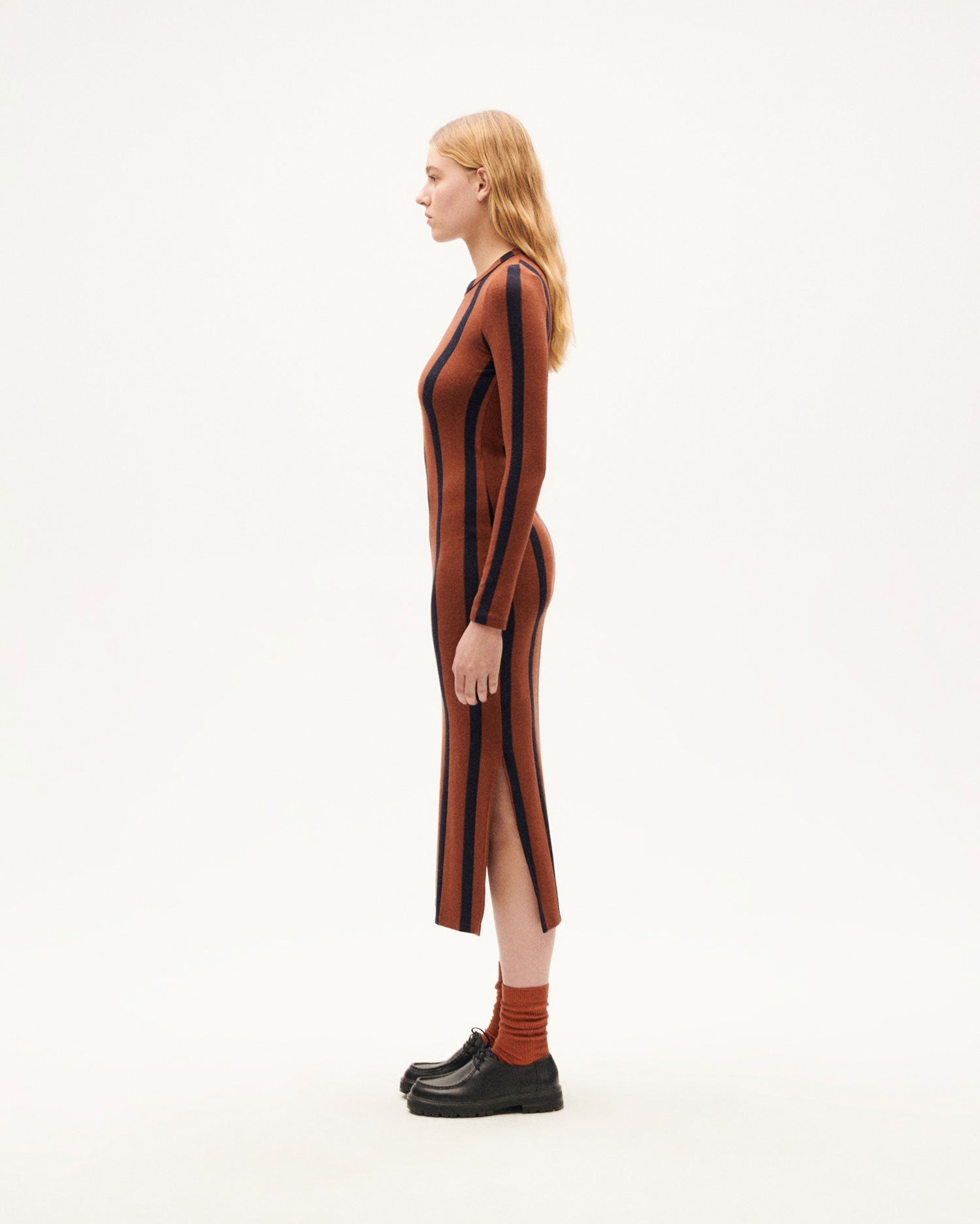 Brown navy stripes Gina dress