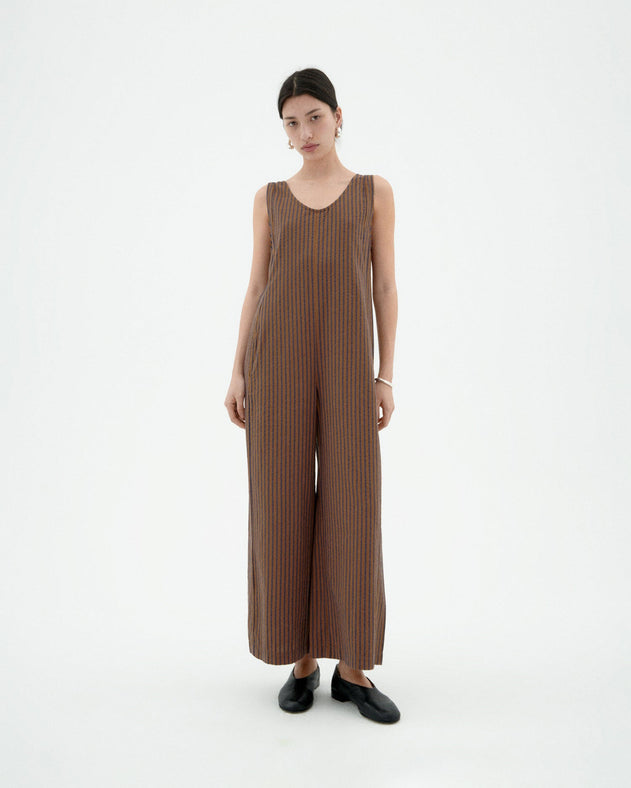 Janis Baggy Jumpsuit Striped Brown