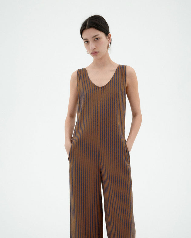 Janis Baggy Jumpsuit Striped Brown