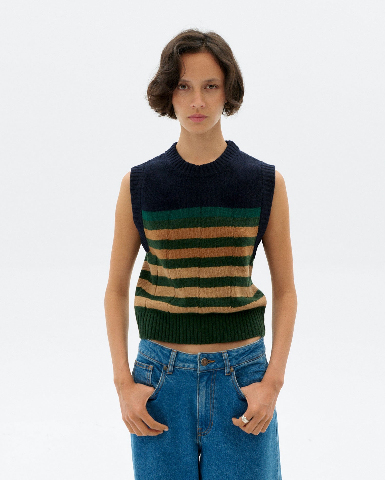 Sherry Vest Knitted Wool Yellow Striped