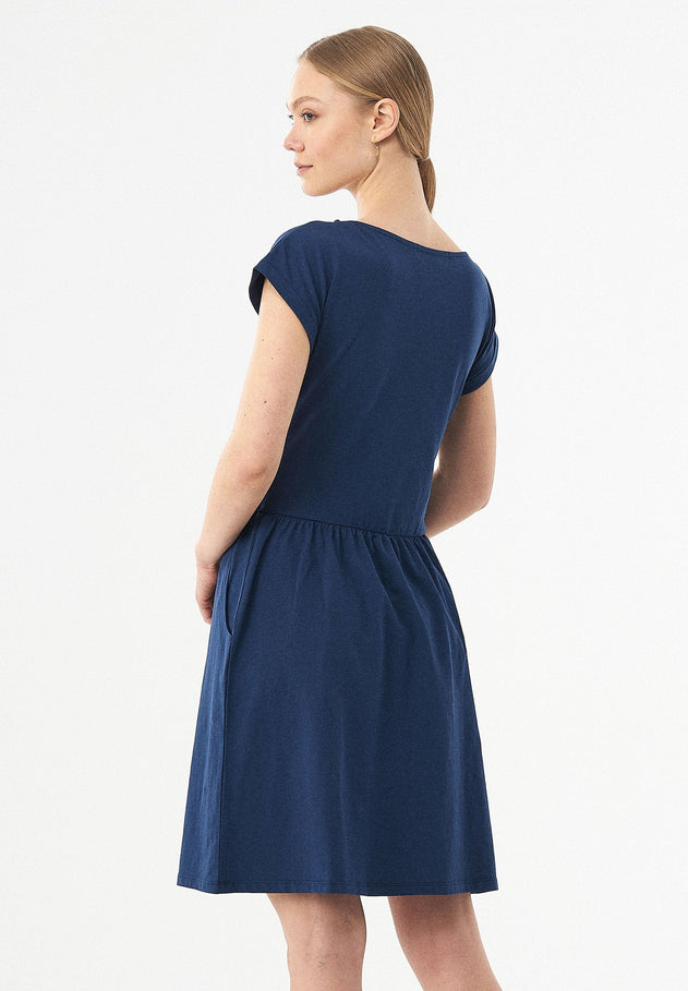 Slub Jersey Dress With Side Pockets Navy