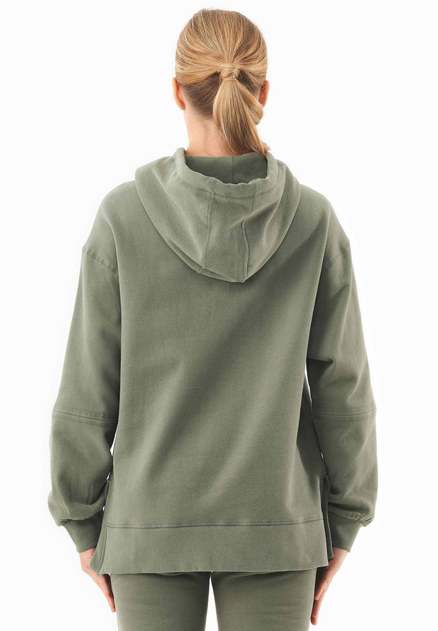 Balloon Sleeve Organic Cotton Hoodie Mid Green
