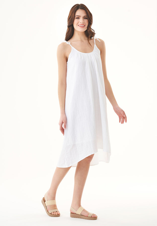 Spaghetti Strap Organic Cotton Summer Dress White