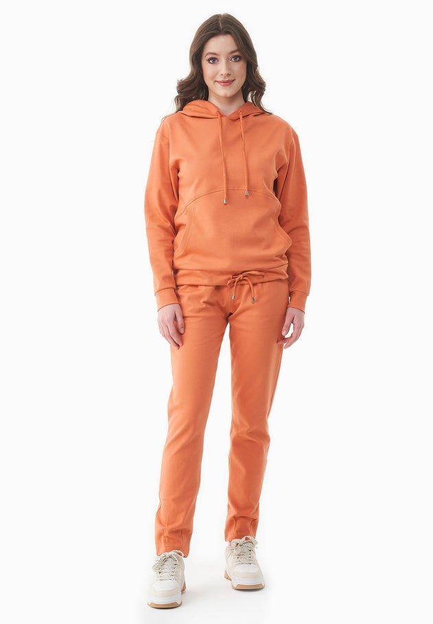 Women's Light Organic Cotton Interlock Sweatpants Dusty Orange