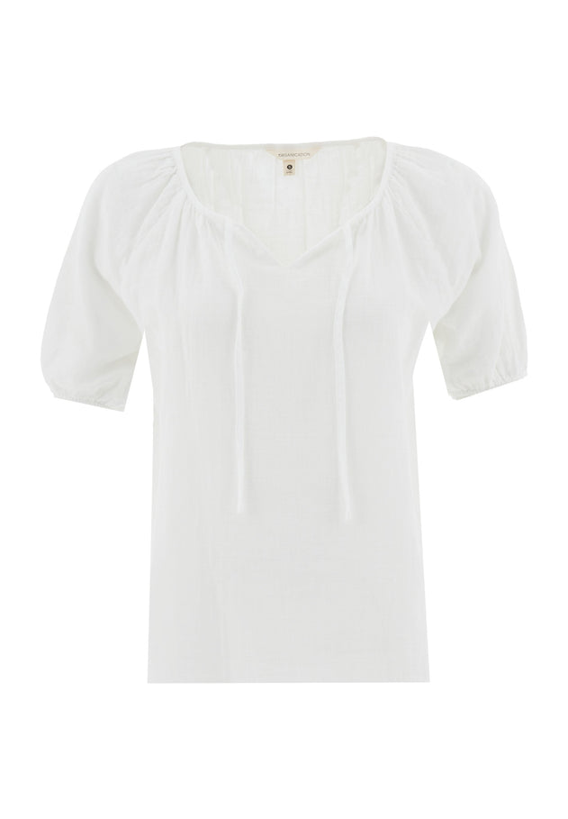 Short Sleeved Muslin Blouse White