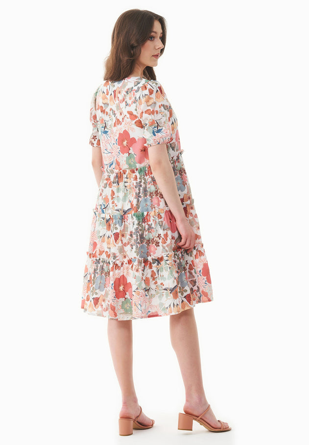 Patterned Organic Cotton Voile Dress Flower Garden