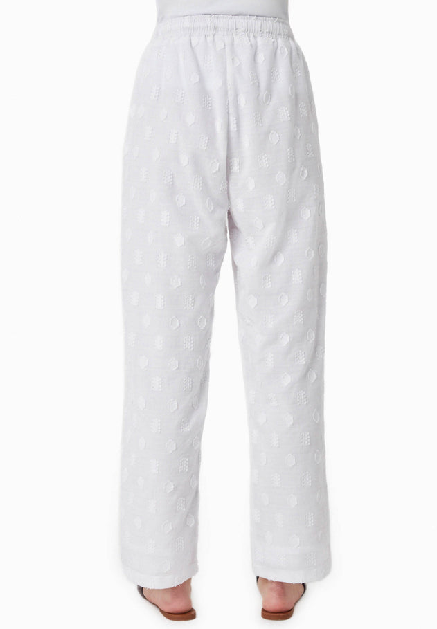 Organic Cotton Jacquard Pants White