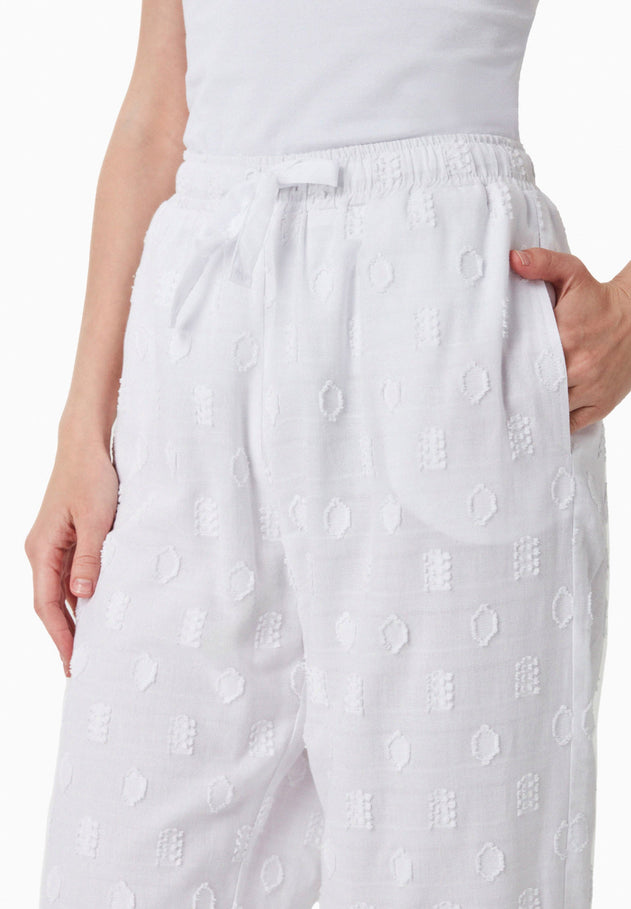 Organic Cotton Jacquard Pants White