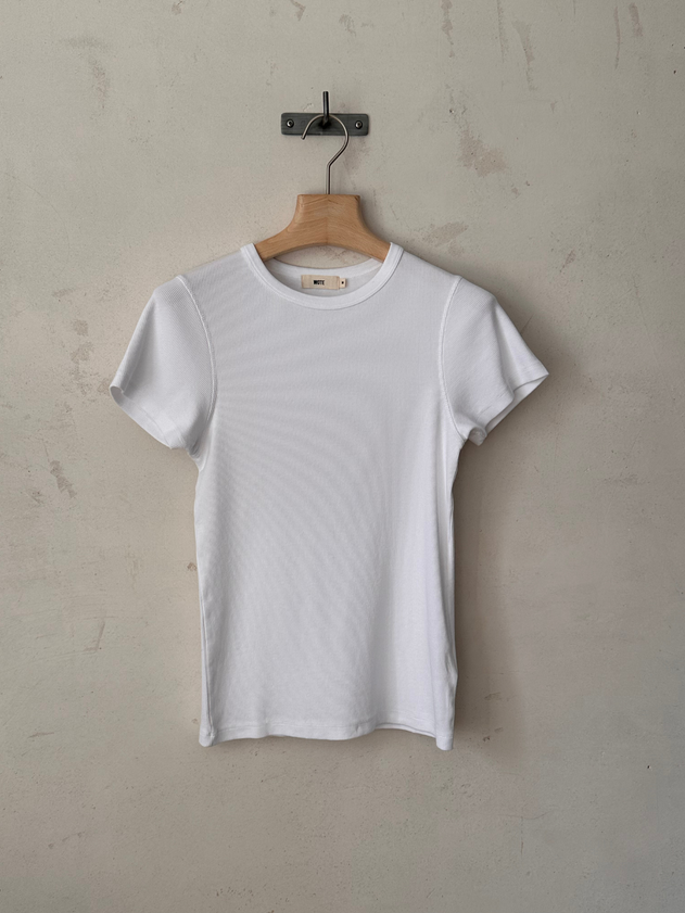 Ribbed Organic Cotton T-Shirt White